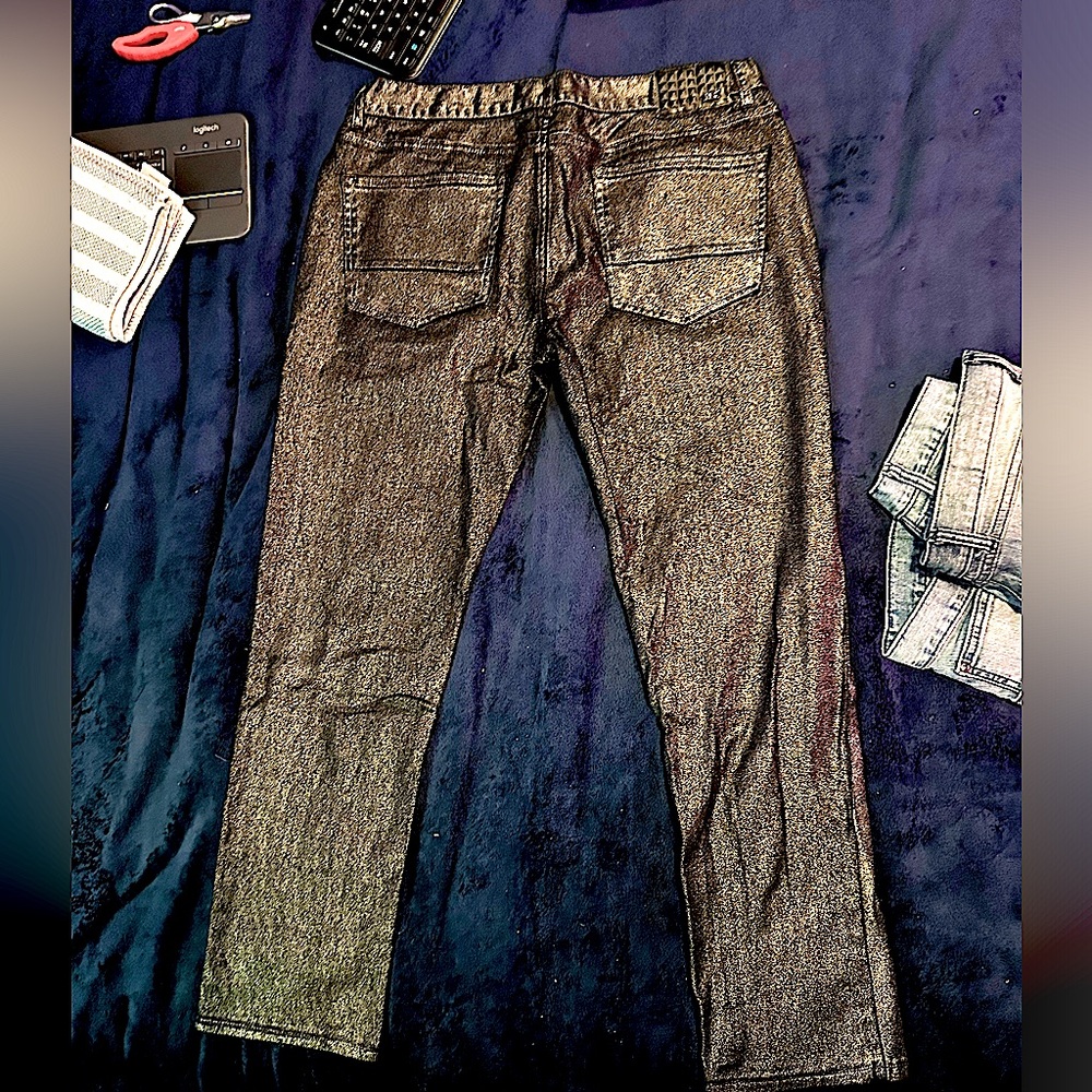 INC Men’s Black Fashion jeans. Black with  silver glitter glow and perfect cone!